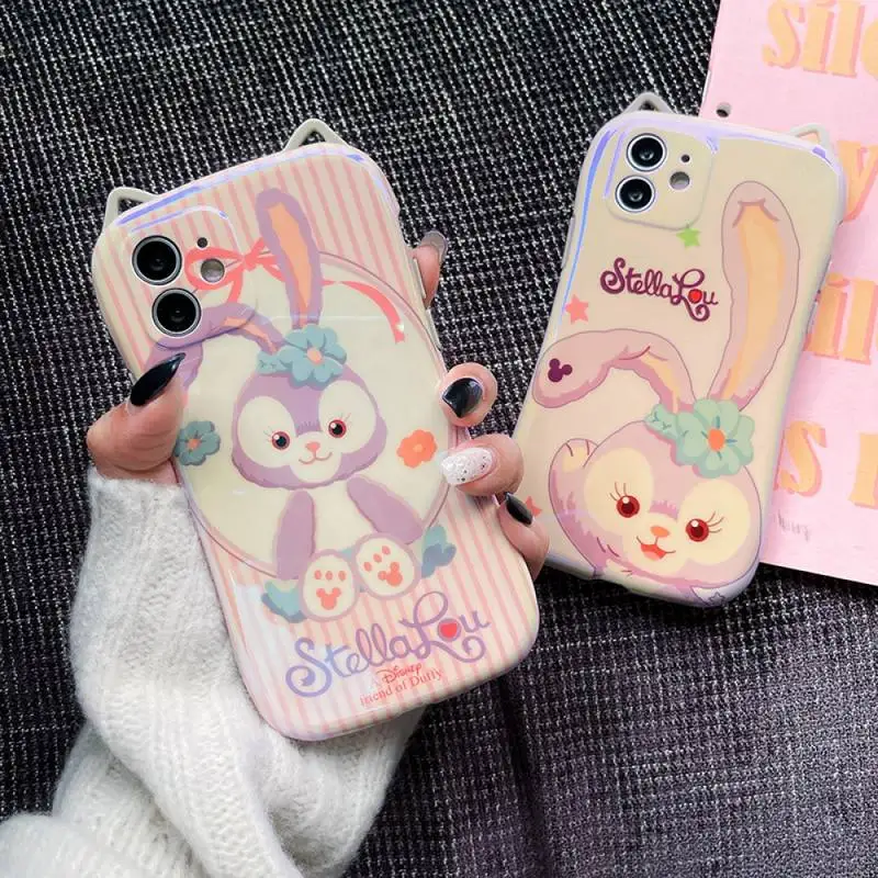 

Disney Cat Ears StellaLou Rabbit Phone Case for iPhone X XR XS 7 8 Plus 11 12 13 pro MAX 13mini cover