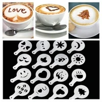 16pcsset cappuccino coffee printing flower stencils template strew flowers pad cake decorating coffee decor tools accessories