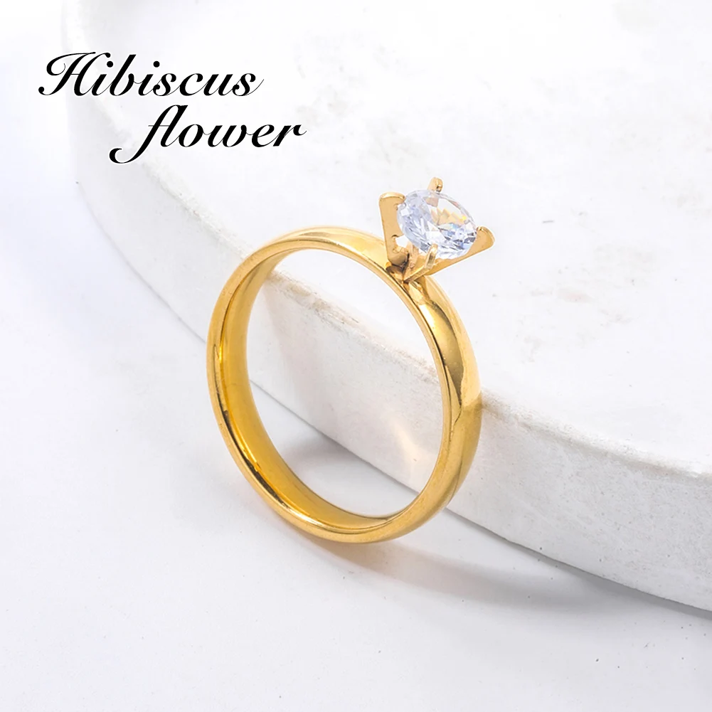 

Hibiscus Flower Stainless Steel Premium Rings Trend Gold Color Jewelry Aesthetic Ring Couple Anniversary Gifts Rings for Teens