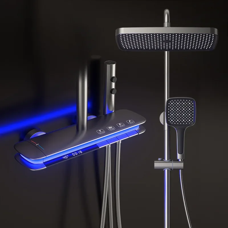 Deao новый дизайн фортепиано душевая система смеситель для ванной комнаты черный