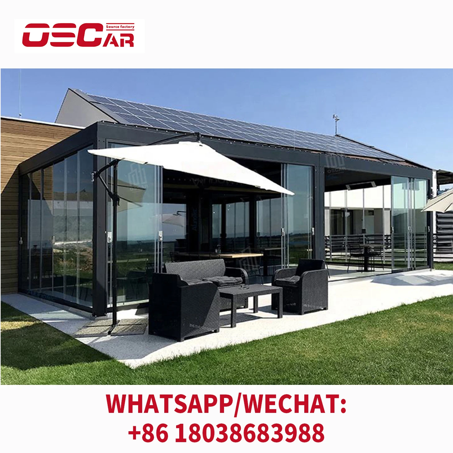 Наружная автономная Жалюзийная беседка алюминиевая с 2 независимыми