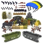 WW2 армейские запчасти MOC, военные аксессуары, кирпичи, оружие спецназа, солдаты, пистолеты, забор, Ghillie, костюмы, строительные блоки PUBG, серия сцены