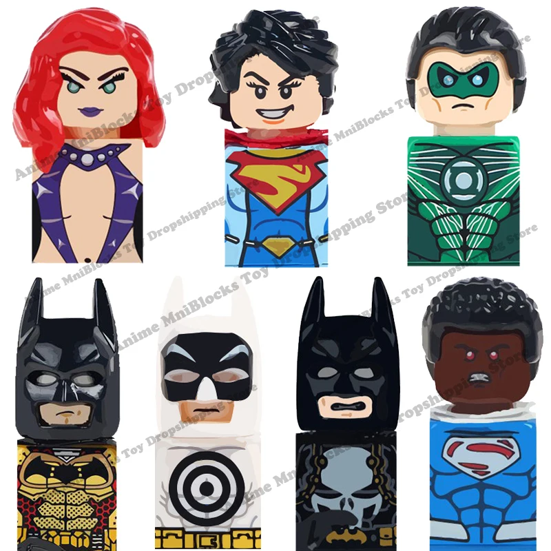 

WM6005 WM6006 Batman Superman Starfire Green Lantern Val-Zod mini action toy figures building blocks Assemble blocks kids gifts