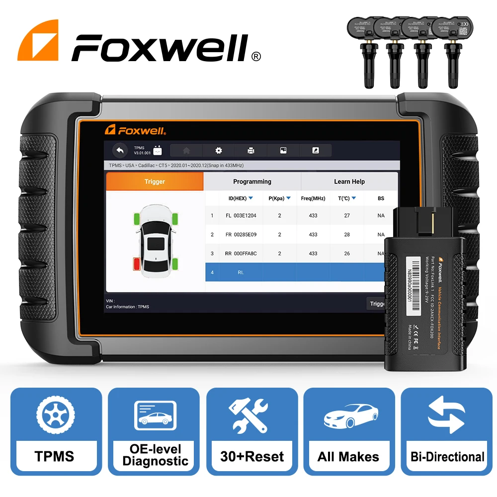 

FOXWELL NT809TS TPMS Programming Tools Bi-Directional 30+ Reset OBD2 Car Diagnosis All System Bluetooth OBD Automotive Scanner