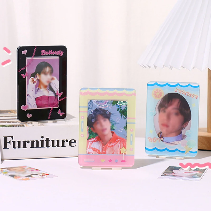 

3 Inch Grid Photo Display Stand Card Holder Kpop Idol Photocards INS Acrylic Picture Frame Photo Desk Decor Stationery