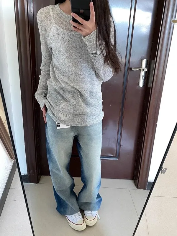 Пальто серое солнцезащитное для ленивых женщин Y2k E-Girl универсальные топы с