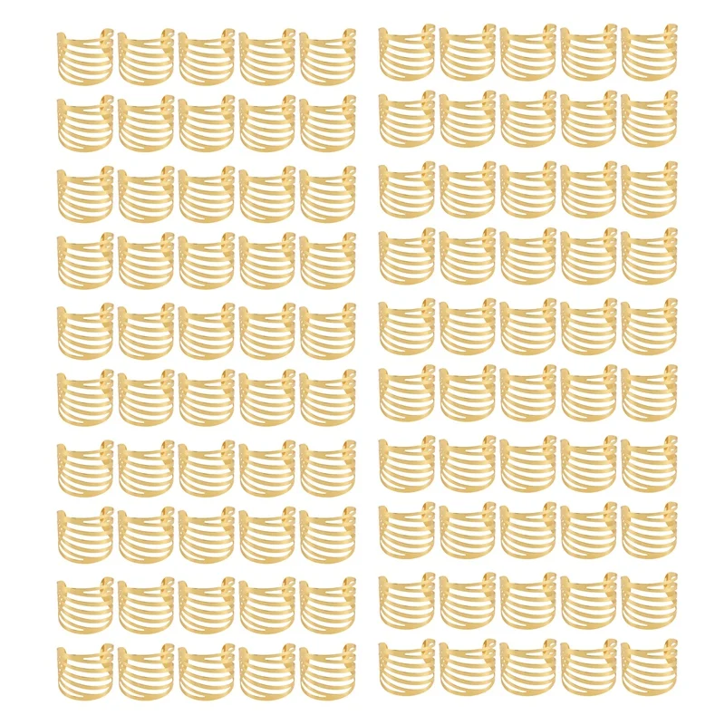 

100Pcs Hotel Napkin Ring Napkin Holder Napkin Buckle Christmas Wedding Party Gold Napkin Circle Banquet Dinner Table