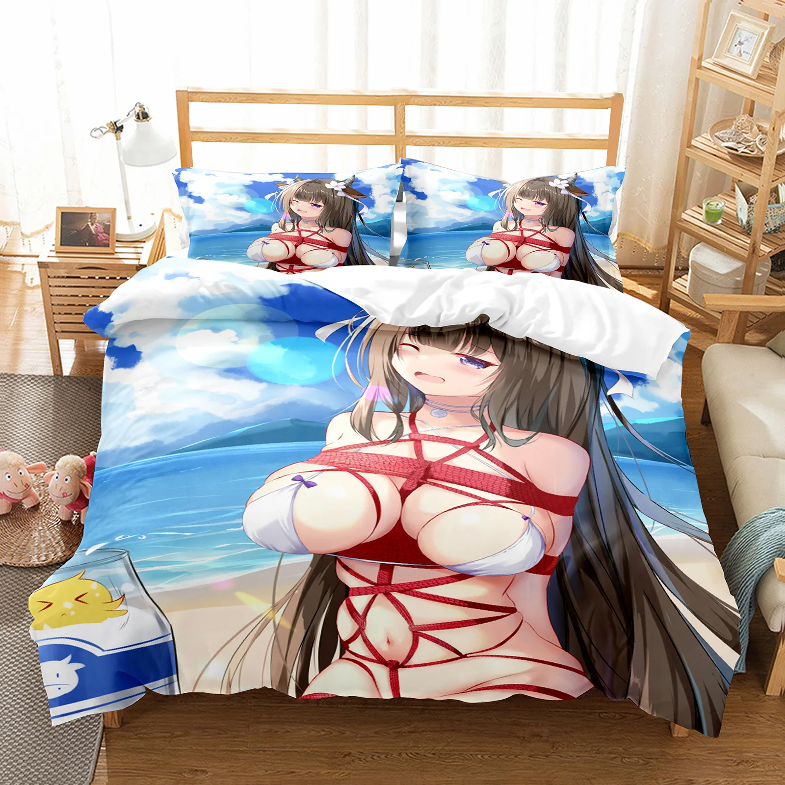 

Azur Lane Game Bedding Set Spring Summer Soft Bedspread Duvet Cover Sets Pillowcase Twin Full Queen King Bed Linens