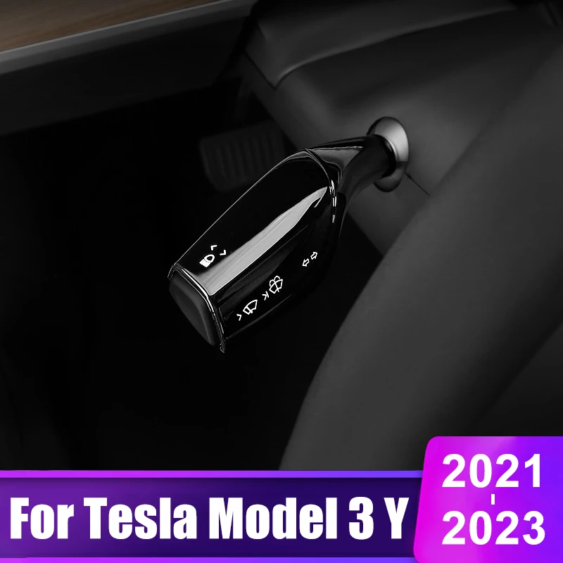

For Tesla Model 3 Y 2021 2022 2023 2024 Steering Wheel Shift Protection Cover ABS Carbon Car Column Shift Knob Cover Accessories