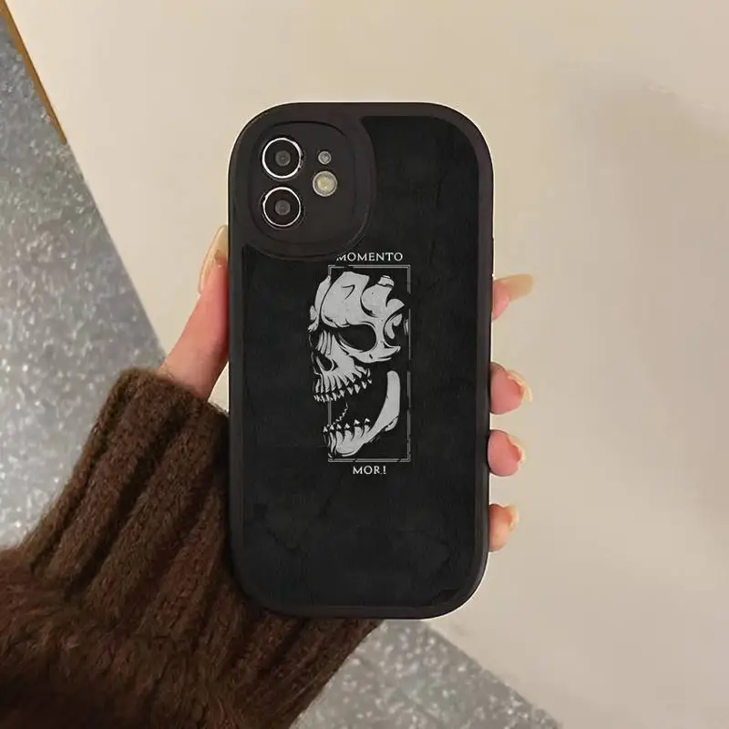 Memento Mori Phone Case Hard Leather Phone Case for iPhone 13 12 Mini 11 14 Pro Max Xs X Xr 7 8 Plus 6 6s Se 2022 silicone Cover