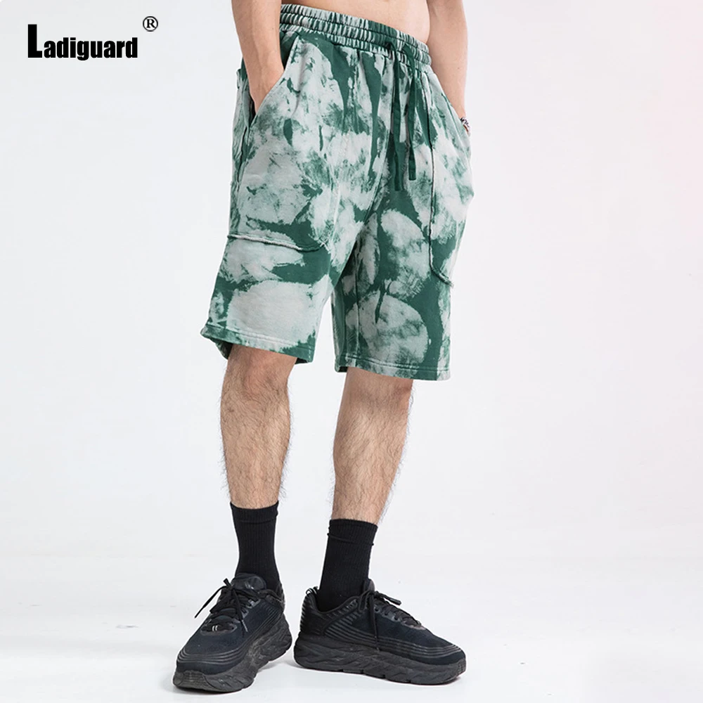 Ladiguard Men Fashion Leisure Shorts Trend 2022 Summer New Casual Stand Pocket Tie Dry Half Pants Sexy Drawstring Shorts Homme