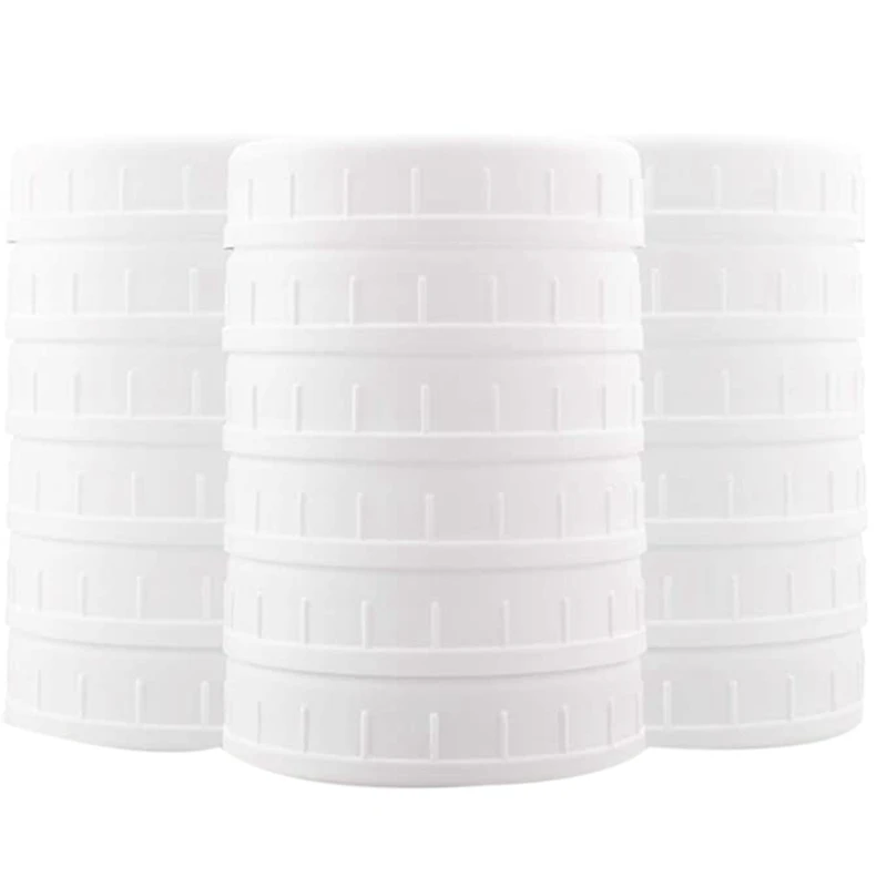 

New 18 Pack Plastic Regular Mouth Mason Jar Lids For Ball, Kerr And More - Food Grade White Plastic Storage Caps