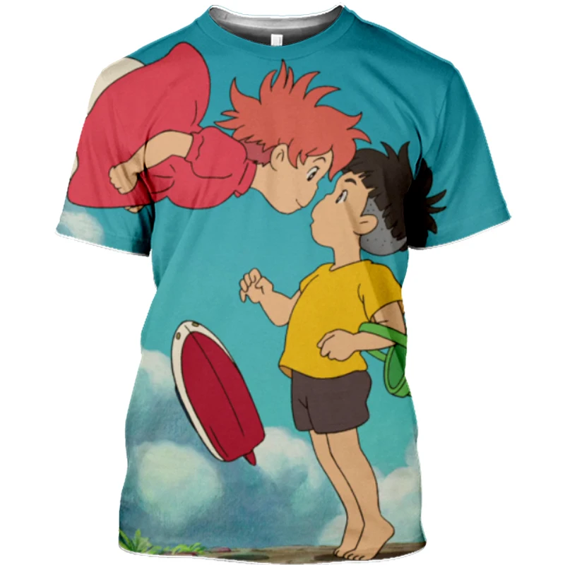 

Summer Kids T shirt Miyazaki Studio Ghibli Ponyo Cartoon Print Anime T-shirts Cute Baby Girls Boys Clothes Children Tops