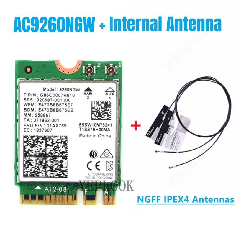 AC9260NGW WiFi 5 WiFi-карта 1730 Мбит/с 1 73 Гбит/с Сетевая карта двухдиапазонная 2 4G/5 ГГц NGFF M.2