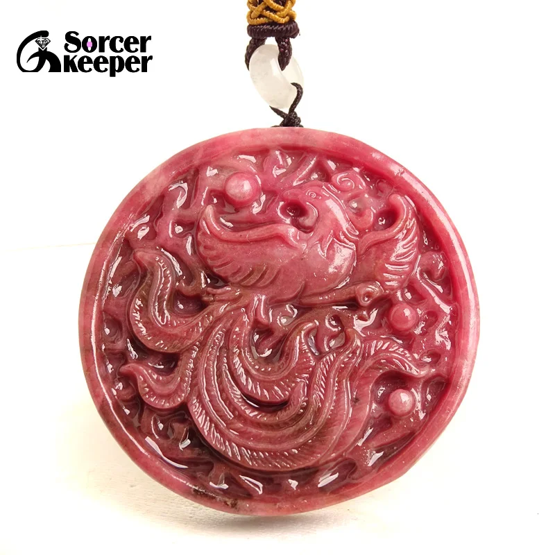 

Jade Phoenix Rhodonite Stone Necklace Pendant Jewellery Fashion Accessories Luck Amulet Gifts for Women Man Sweater Chain BH719
