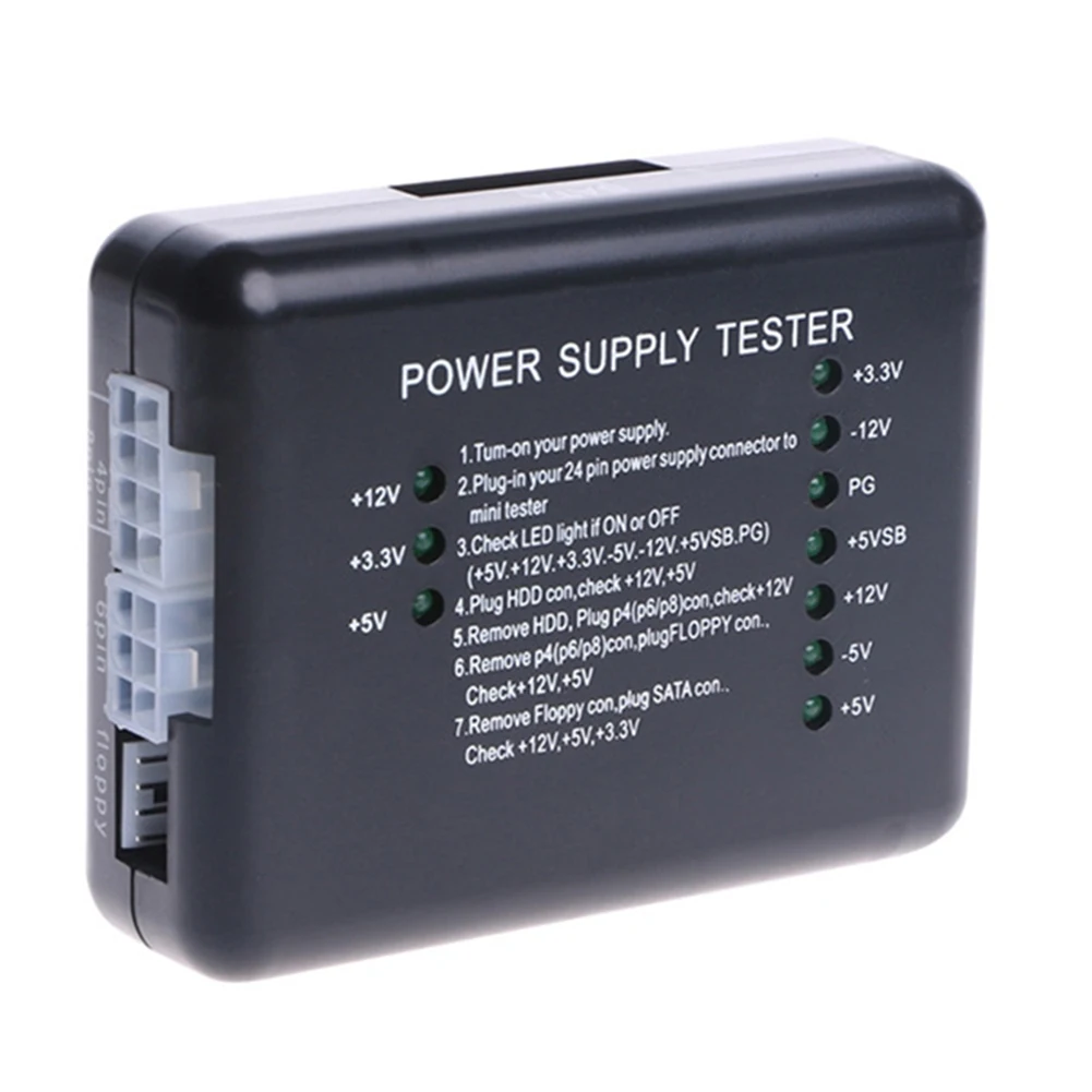 

Professional PC Power Supply Tester 20/24 Pin ATX SATA HDD Power Supply Tester Checker Meter Diagnostic Testing Tool