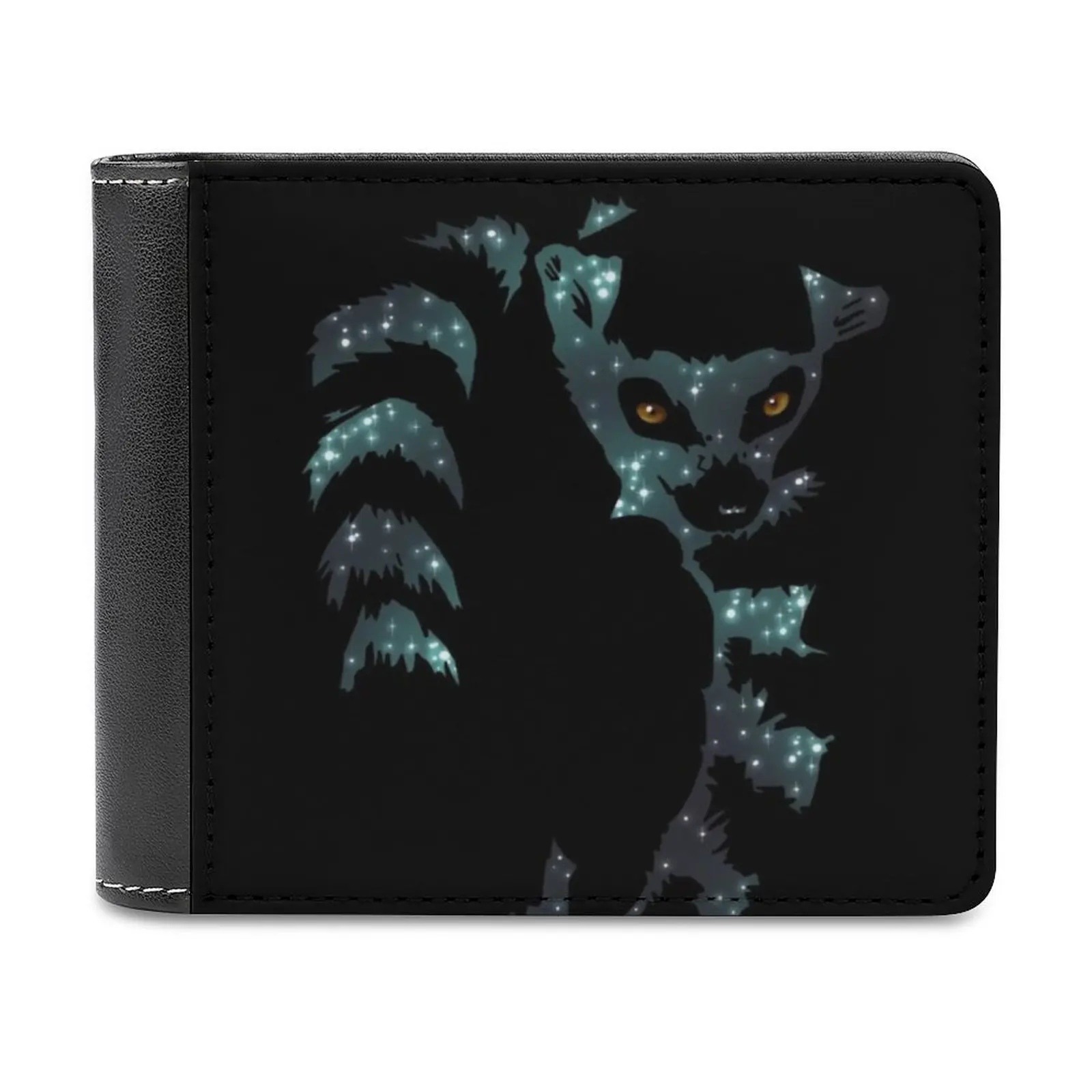 

Мужской кожаный кошелек Star Lemur, короткий бумажник с узором, модный держатель с несколькими кармашками для карт, милый пушистый бумажник с жи...