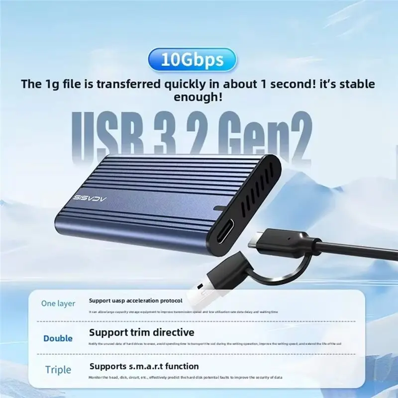Фото Корпус для SSD ACASIS M.2 NVMe, 10 Гбит/с, адаптер M.2 на USB Type-C 3.2, бокс для SSD PCIE M2 NVMe, совместим с 2230, 2242, 2260, 2280 мм №4