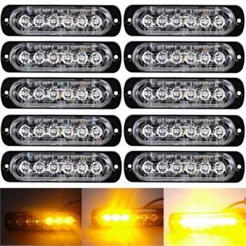 

6 LED Strobe Flash Lights Waterproof Super Bright Emergency Warning Lamps Signal Light Bar for Motorcycles Cars Trucks Trailer