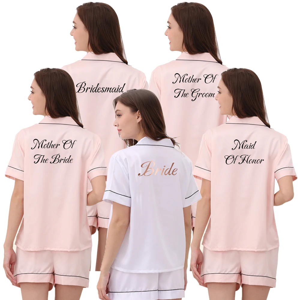 Conjunto de Pijamas de seda para mujer, ropa de dormir de color liso, corta, con cuello en V