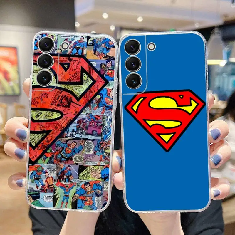 

Superhero Superman Phone Case For Samsung Galaxy S22 S21 Ultra S20 S30 FE S8 S9 S10 5G Plus Lite Soft Transparent Cover