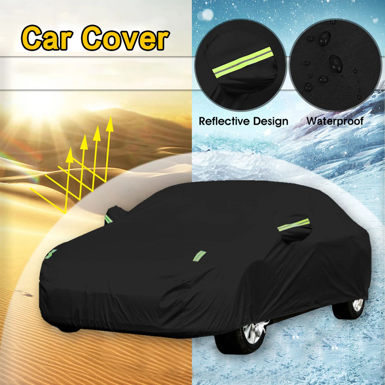 

190T Full Car Cover Waterproof Universal SUV Snow Cover Anti UV Sunshade Vehicle Dustproof Case Cover with Reflective Strip