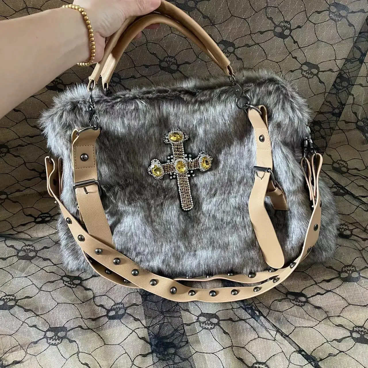 Женская сумка через плечо в стиле High street плюшевые сумки большой вместимости