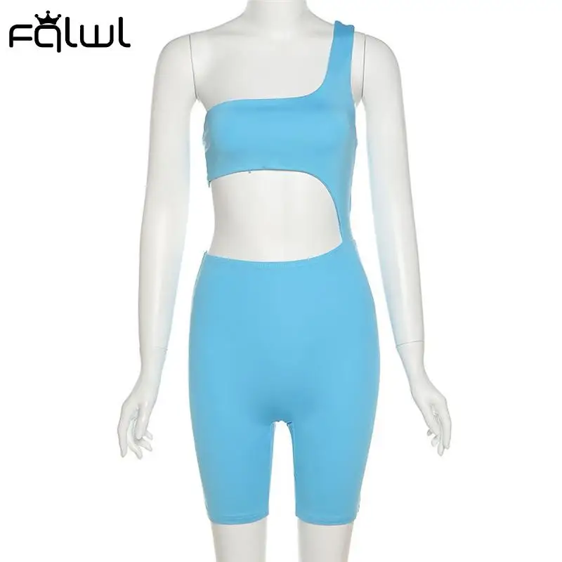 FQLWL уличный комбинезон женский без рукавов с вырезами черный облегающий цельный