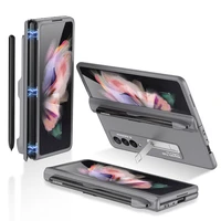 luxury magnetic hinge case for samsung galaxy z fold 3 full coverage case for samsung z fold3 case with pen holder and kickstand