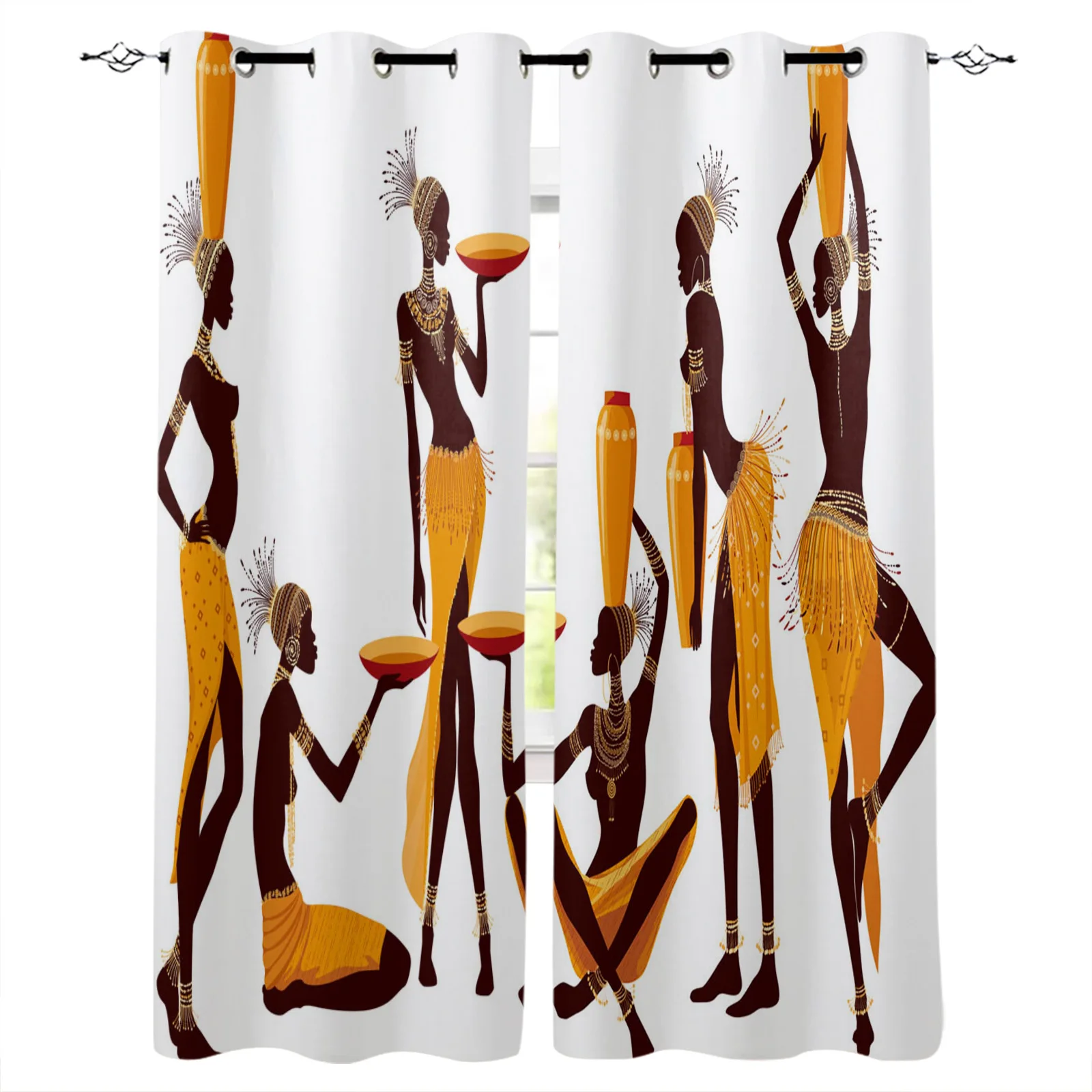 

Африканская женщина йога ваза силуэт белые затемняющие шторы оконные шторы для спальни гостиной Декор оконные процедуры