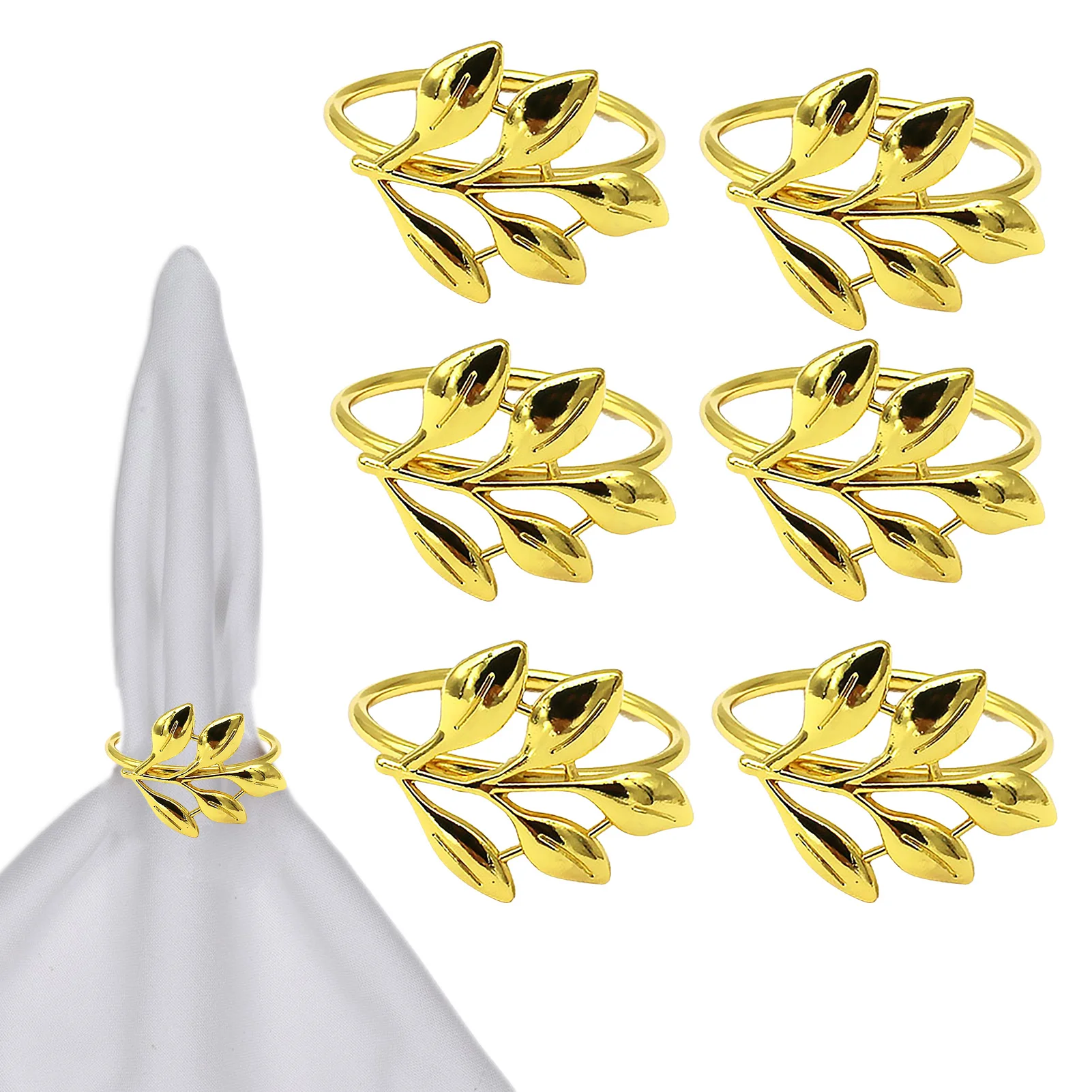 

6 шт., кольца для салфеток в форме листьев, металлическое кольцо для салфеток в форме листьев, кольца для салфеток для стола, идеально подходя...