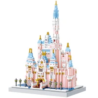 4818pcs pink fantasy castle world famous architecture diamond building blocks set house toy for children birthday valentine gift
