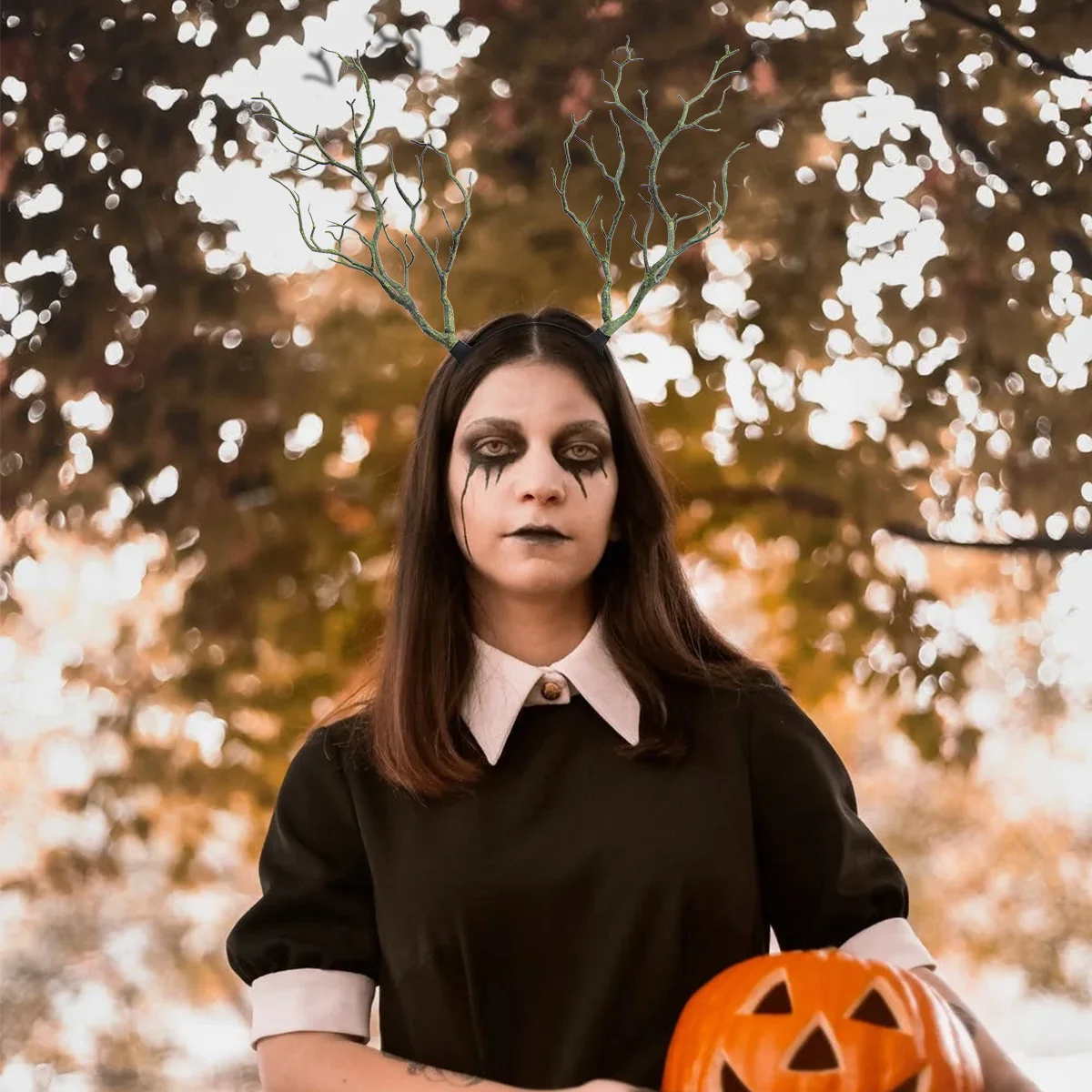 Тиара ведьмы аксессуар для головы на Хэллоуин обруч волос в форме рога повязка