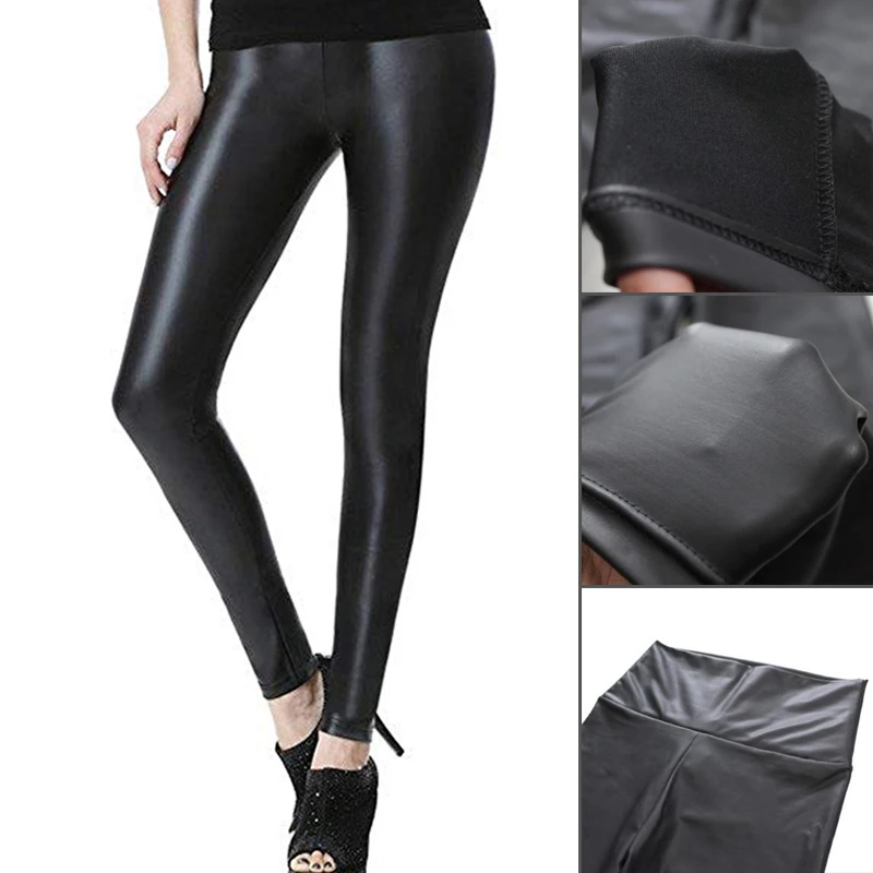 

S-shaped PU Leather Leggings Stretch-Fit PU Leather Shaper Women Pants Skinny Women good-looking SEC88