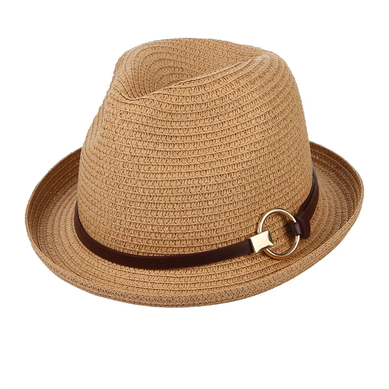 GEMVIE мужская летняя соломенная шляпа с ремнем для женщин короткими полями уличная