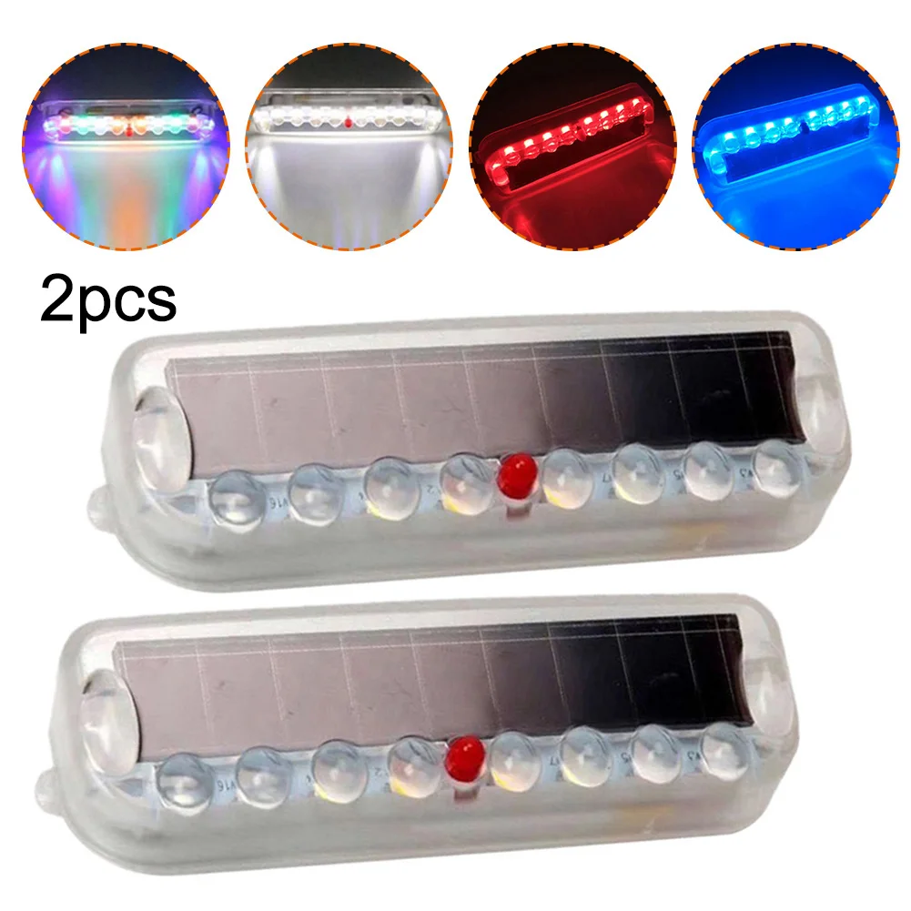 

2pcs Car Solar Warning Light LED Car Burglar Alarm 10LED Anti-theft Flashing Dummy Alarm Light Motorcycle Anti-collision Light