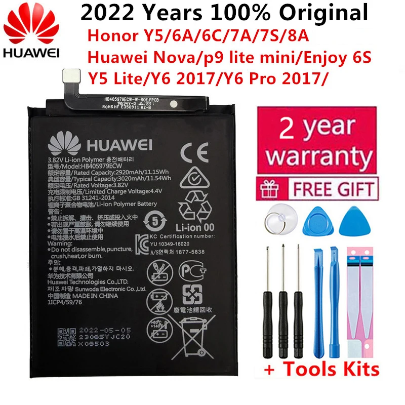 

New 3020mAh HB405979ECW Battery For Huawei Y5 Lite / Y5 Prime 2018 5.45" DRA-L01 L02 L21 L22 L23 DRA LX1 LX2 LX3 LX5 +Tools