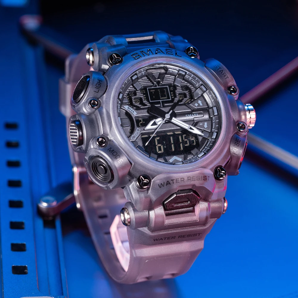 Спортивные часы SMAEL мужские Цифровые кварцевые с двойным дисплеем Молодежные