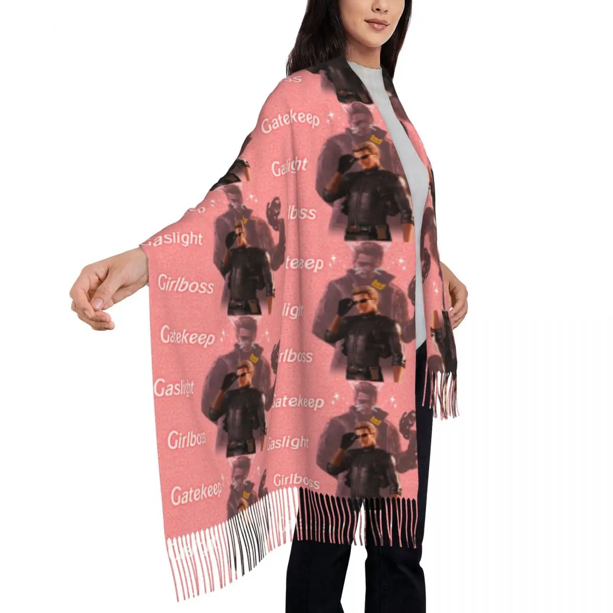 Wesker Gaslight Gatekeep Girlboss Scarf Tassel Scarves for Women Soft Warm Shawls and Wraps Large Fall Winter Shawl Wrap
