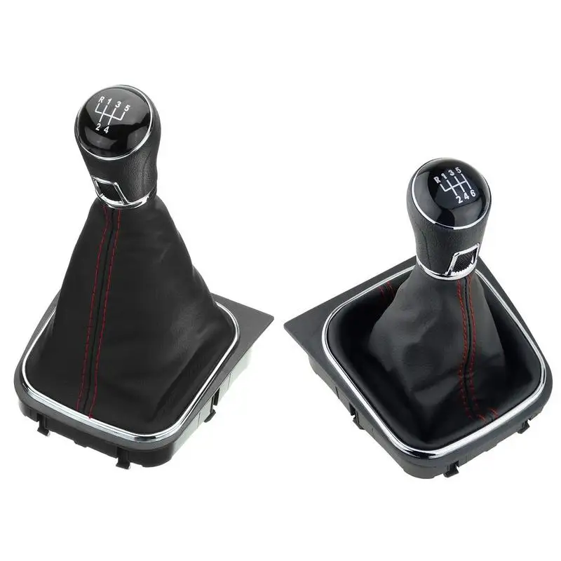 

Universal Leather Gear Shift Dust Cover For Golf Car Red Line 5 Or 6 Gears Decoration Cover Car Accessory For Golf 5 MK5 R32