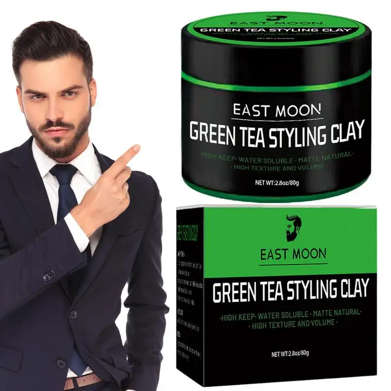 Hair Clay Green Tea Men's Hair Matte Clay Hair Wax Hair Shaping Clay Matte Finish All-Day Hold Hair Styling Products