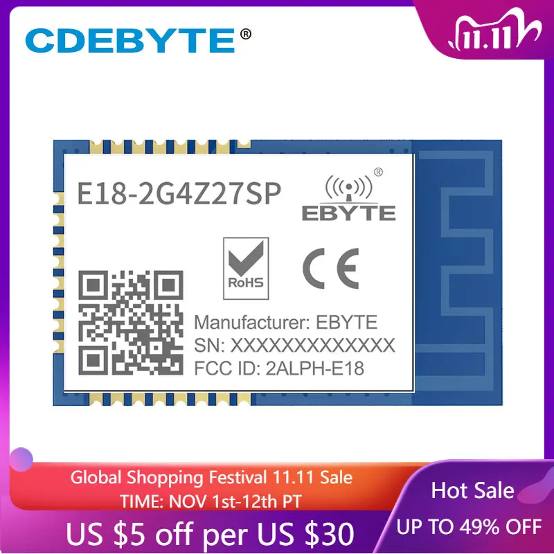 

CC2530 2,4 ГГц ZigBee модуль PA LNA децентрализованная сеть CDEBYTE E18-2G4Z27SP PCB антенна беспроводной приемопередатчик приемник умный дом