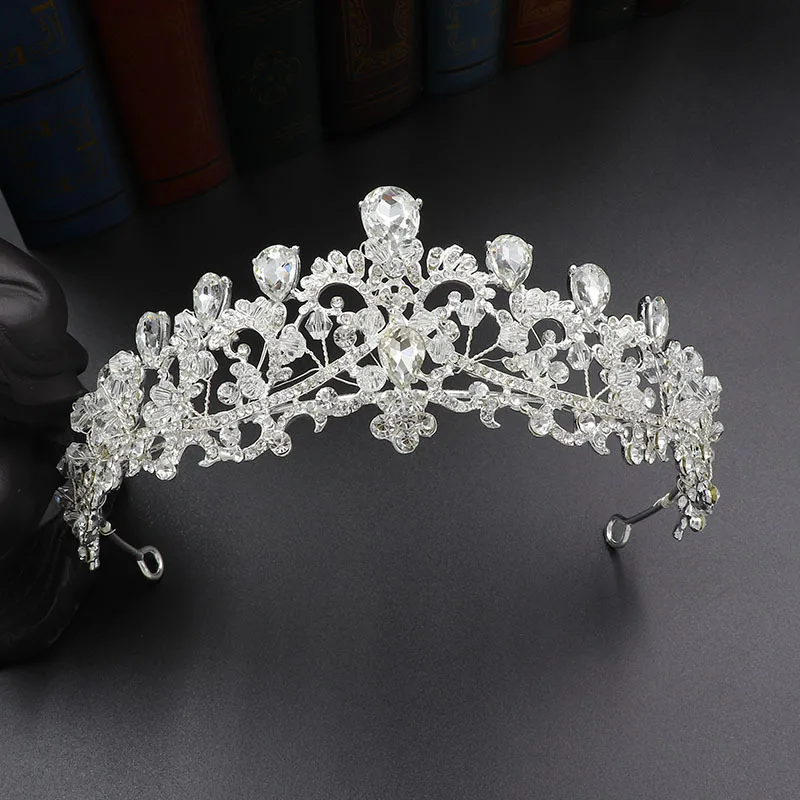 

Тиары-короны серебристого цвета в стиле барокко для невесты, свадебные аксессуары для волос