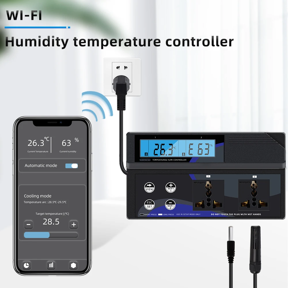 

APP WiFi Humidity Temperature Controller Digital LCD for Household Thermostat Online Monitor Digital Analyzer Cooling Heating EU