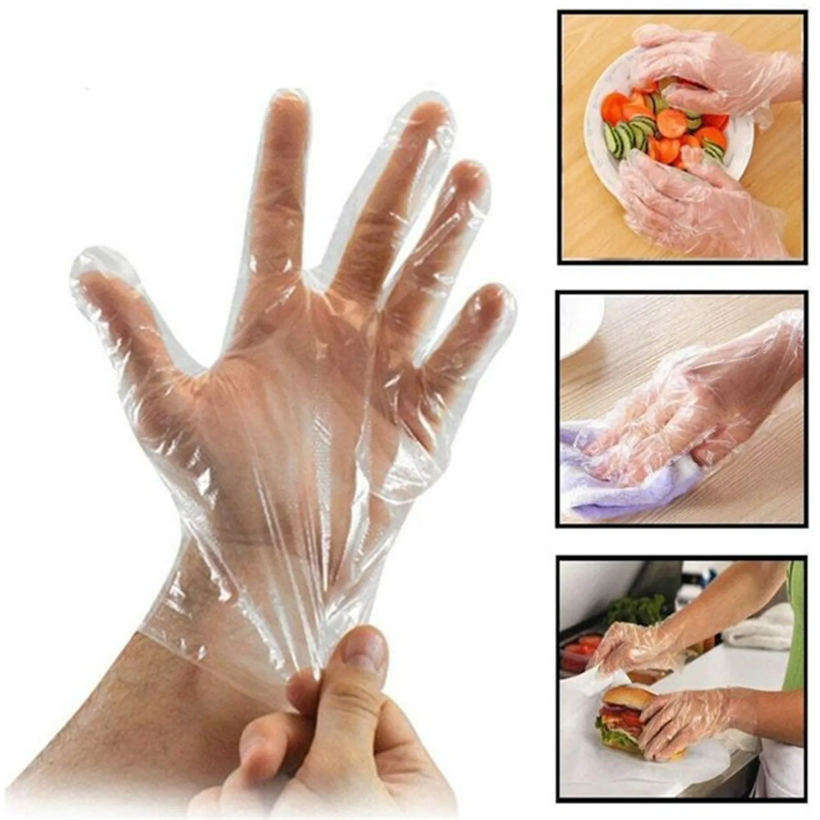 

Одноразовые пластиковые перчатки для еды, 500 шт., кухонные аксессуары или принадлежности для ресторана, барбекю, экологически чистые перчат...