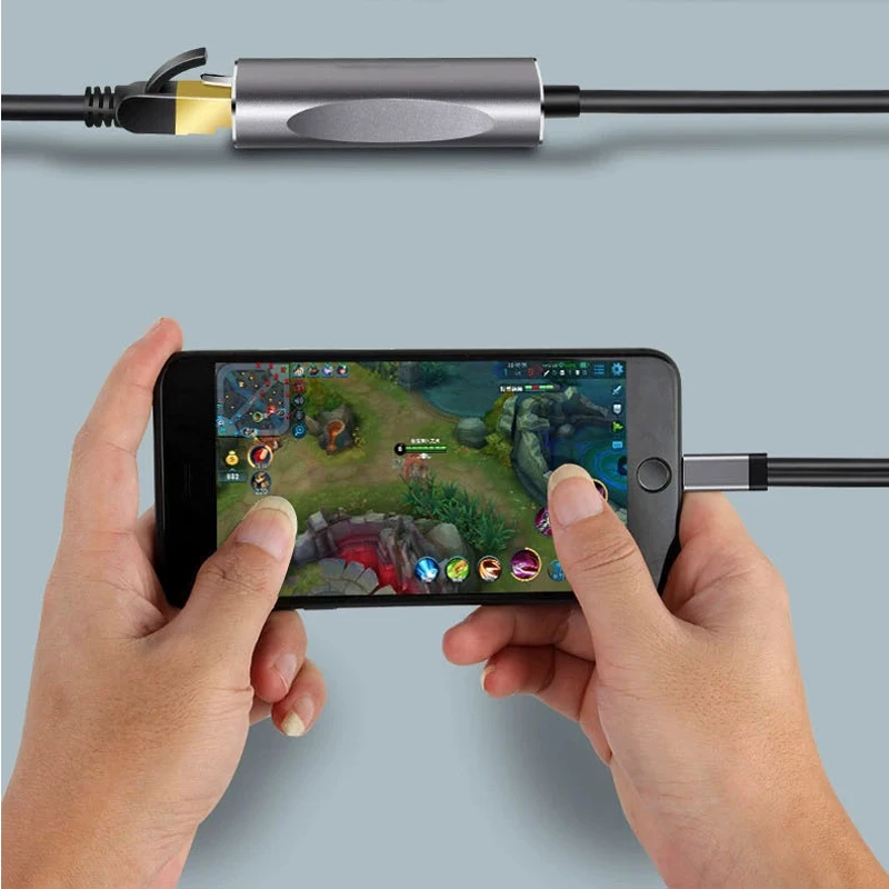 Ethernet-адаптер для iPad iPhone 13 серии Lightning к RJ45 1000 Мбит/с LAN проводной сетевой кабель 5 6 7