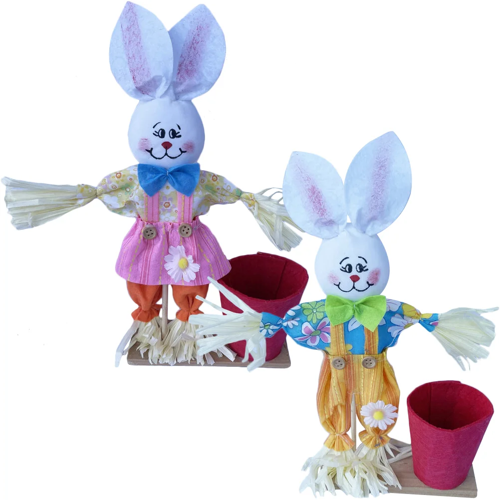 

Pen Holder Rabbit Easter Cup Stationary Organizer Bunny Container Brushfigurine Cartoon Makeup Containers Stand Storage Box
