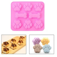 2pcs silicone puppy treat molds dog paw and bone mold ice cube mold jelly biscuits chocolate candy baking mold