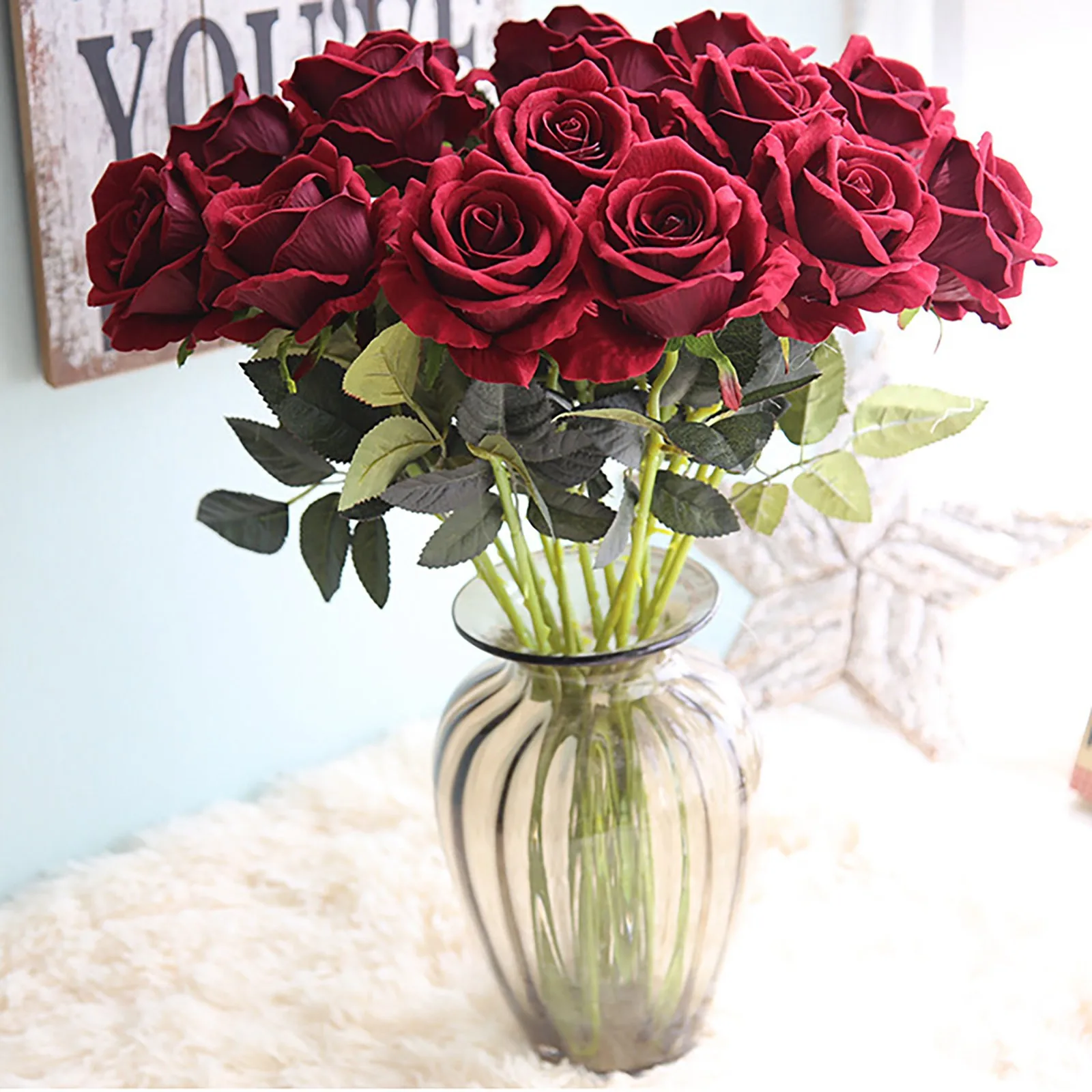 

Искусственные цветы розы, фланелевый пластиковый цветок 20 дюймов, имитация розы, свадебные букеты, украшение для дома и сада, кофе, 1 шт.