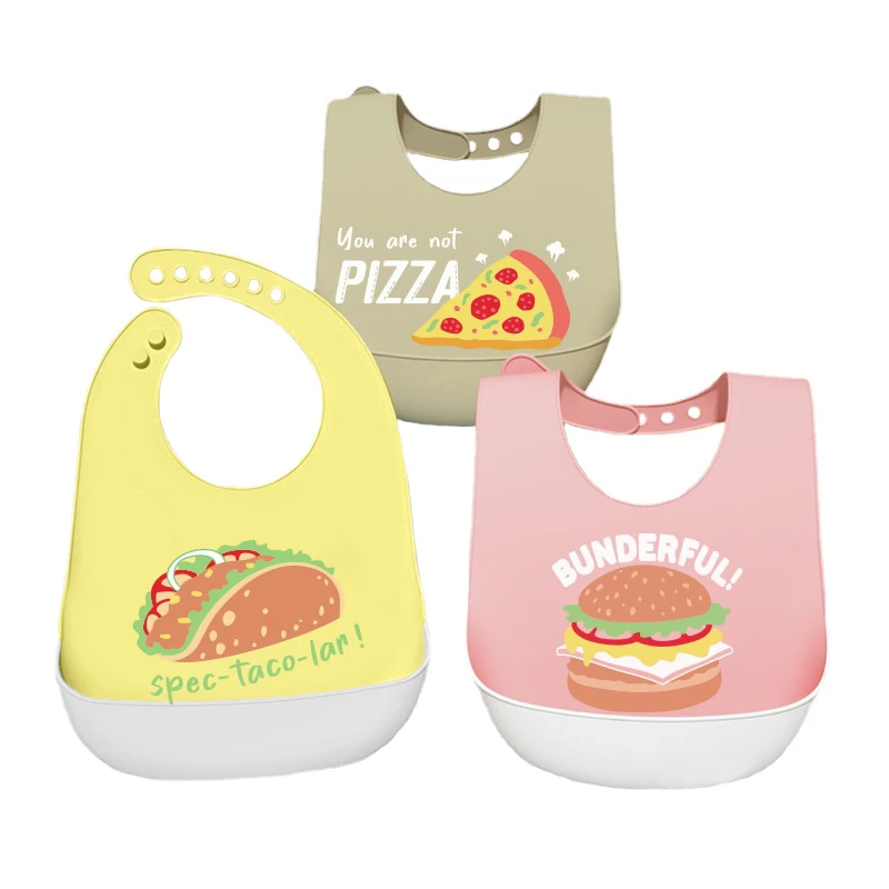 

Слюнявчики детские из мягкого силикона с принтом без бисфенола А